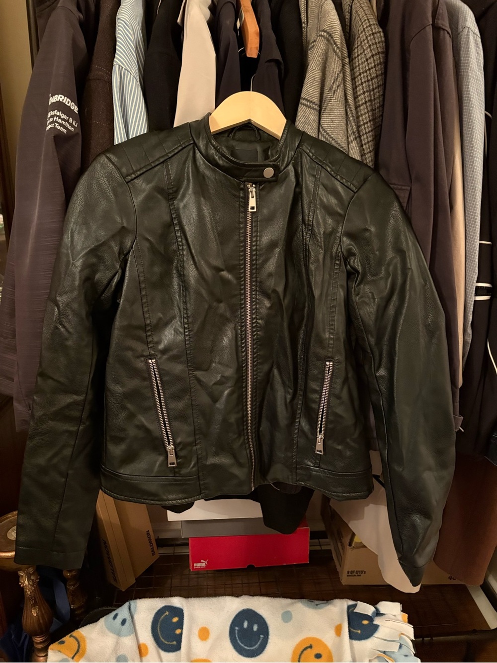 Reitmans Black Faux Leather Moto-Style Jacket